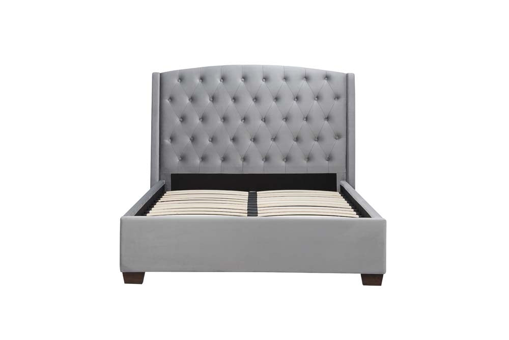 Bartley Wing Back Grey Double Bed Frame