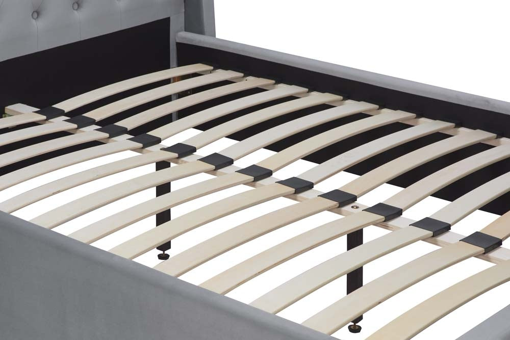 Bartley Wing Back Grey Double Bed Frame