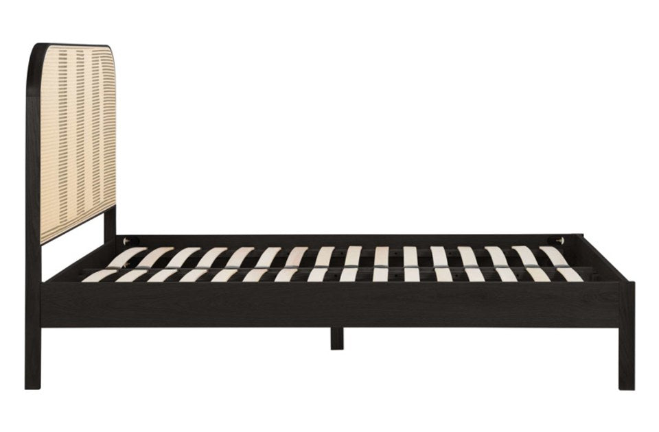 Bardot Rattan Black Bed Frame side view
