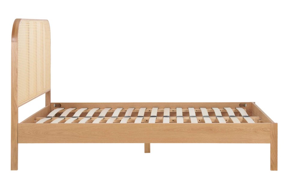 Bardot Rattan Oak Bed Frame side view