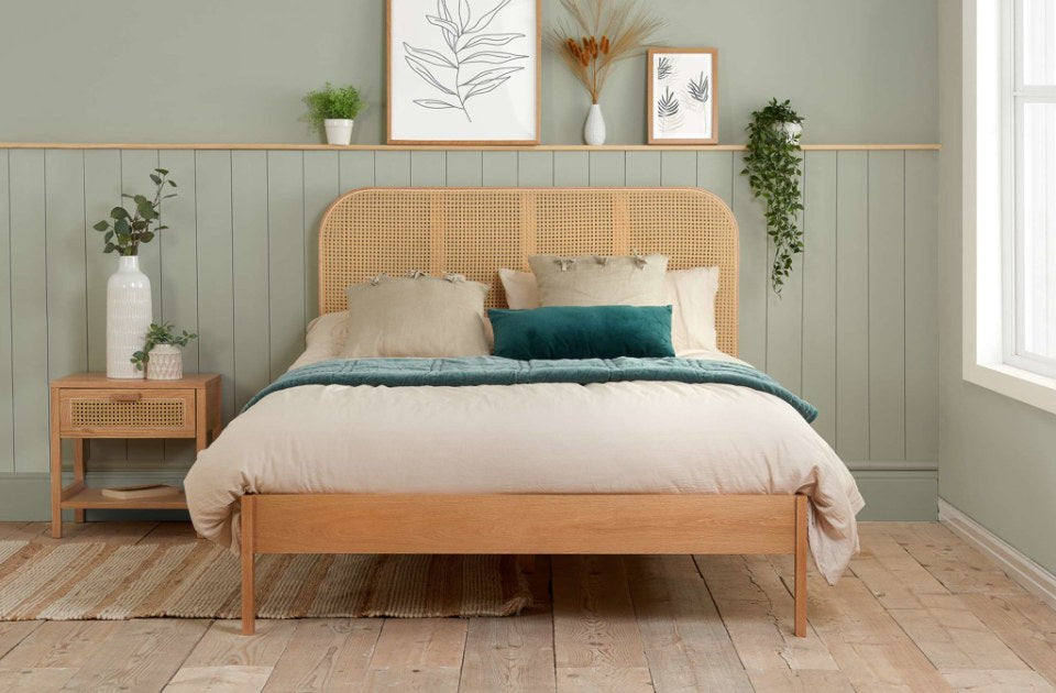 Bardot Rattan Oak Bed Frame