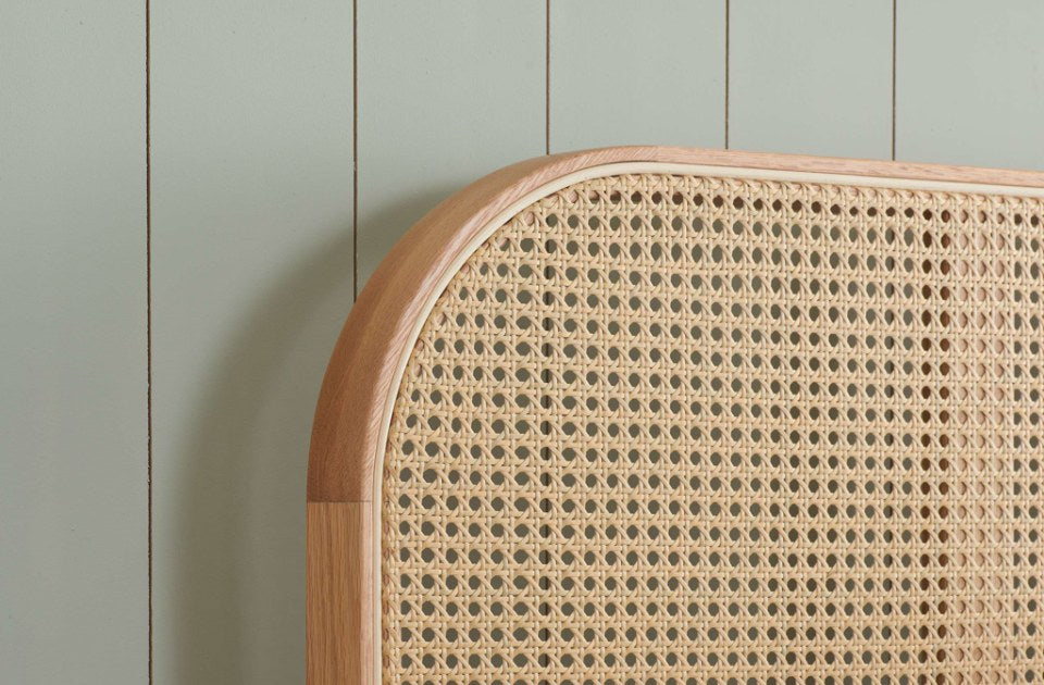 Bardot oak rattan weave close up