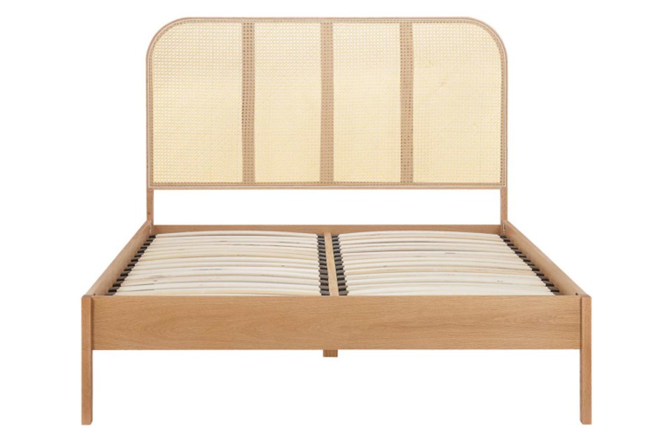 Bardot Rattan Oak Bed Frame front view