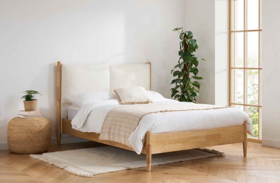 Barley Oak Bed Frame in a bedroom