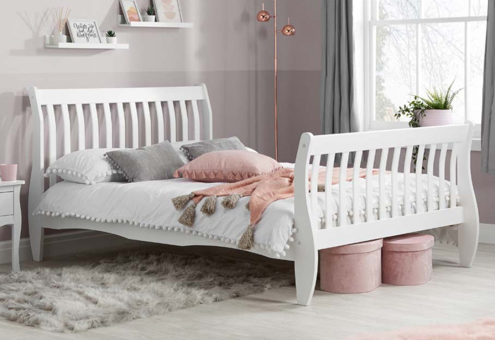 Belham White Wooden Double Bed Frame