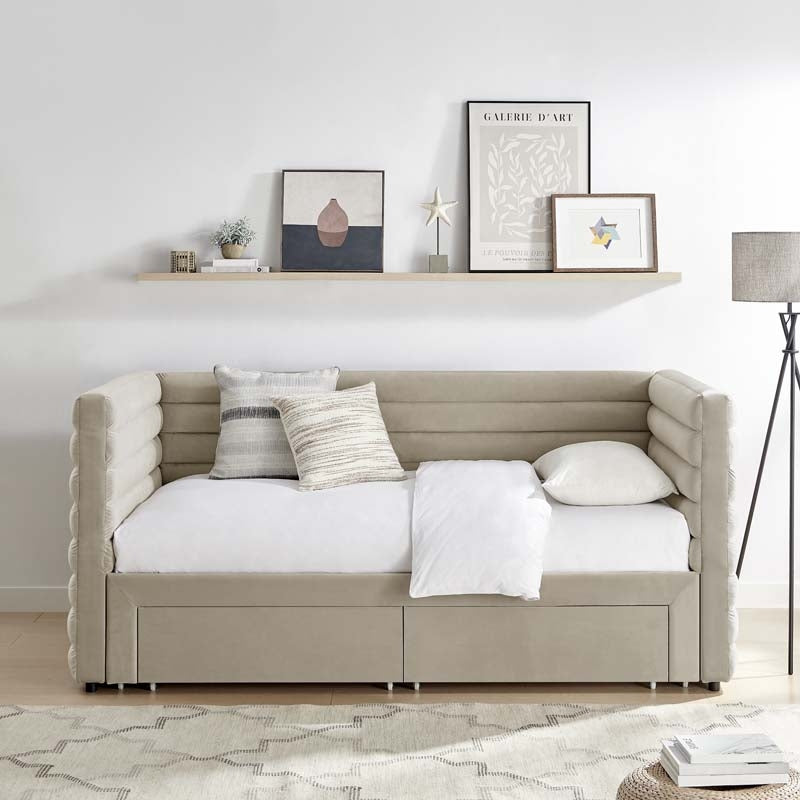 Pebble Upholstered Day Bed With Drawers