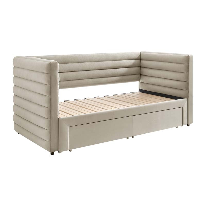 Pebble Upholstered Day Bed With Drawers