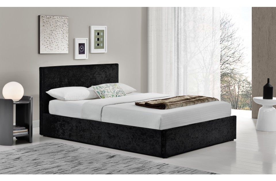 Berlin Parade Black Crushed Velvet King Size Ottoman Storage Bed Frame