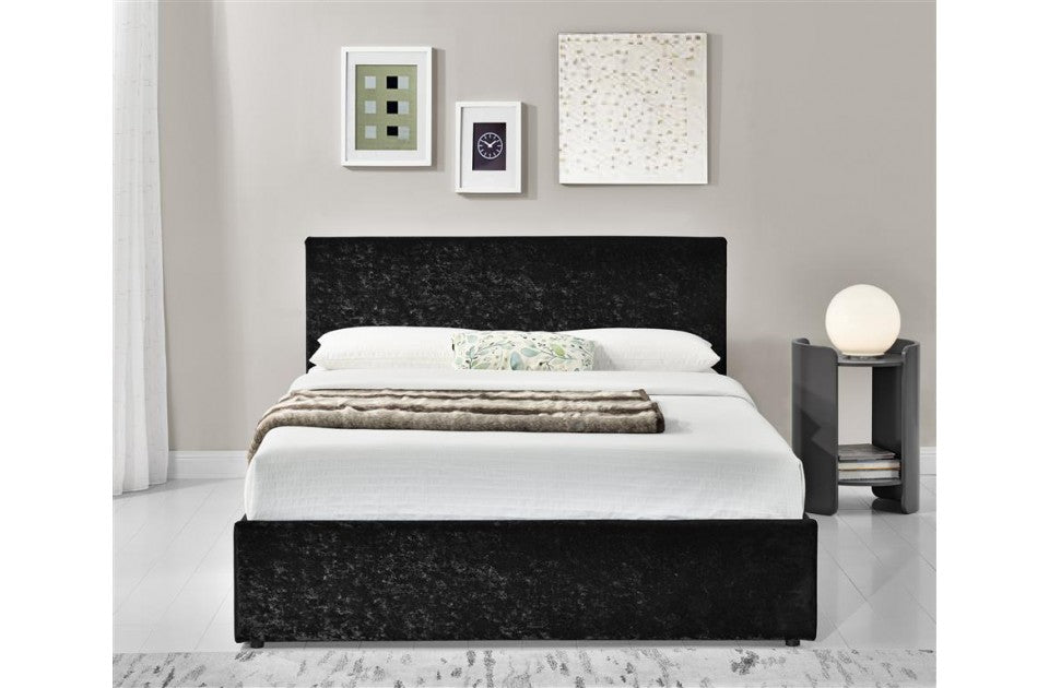 Berlin Parade Black Crushed Velvet King Size Ottoman Storage Bed Frame