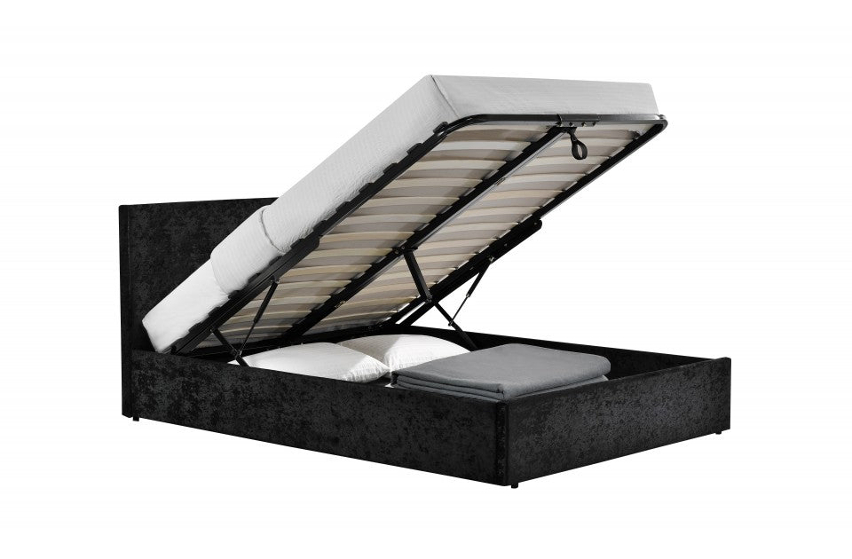 Berlin Parade Black Crushed Velvet Three Quarter (3/4) Ottoman Storage Bed Frame