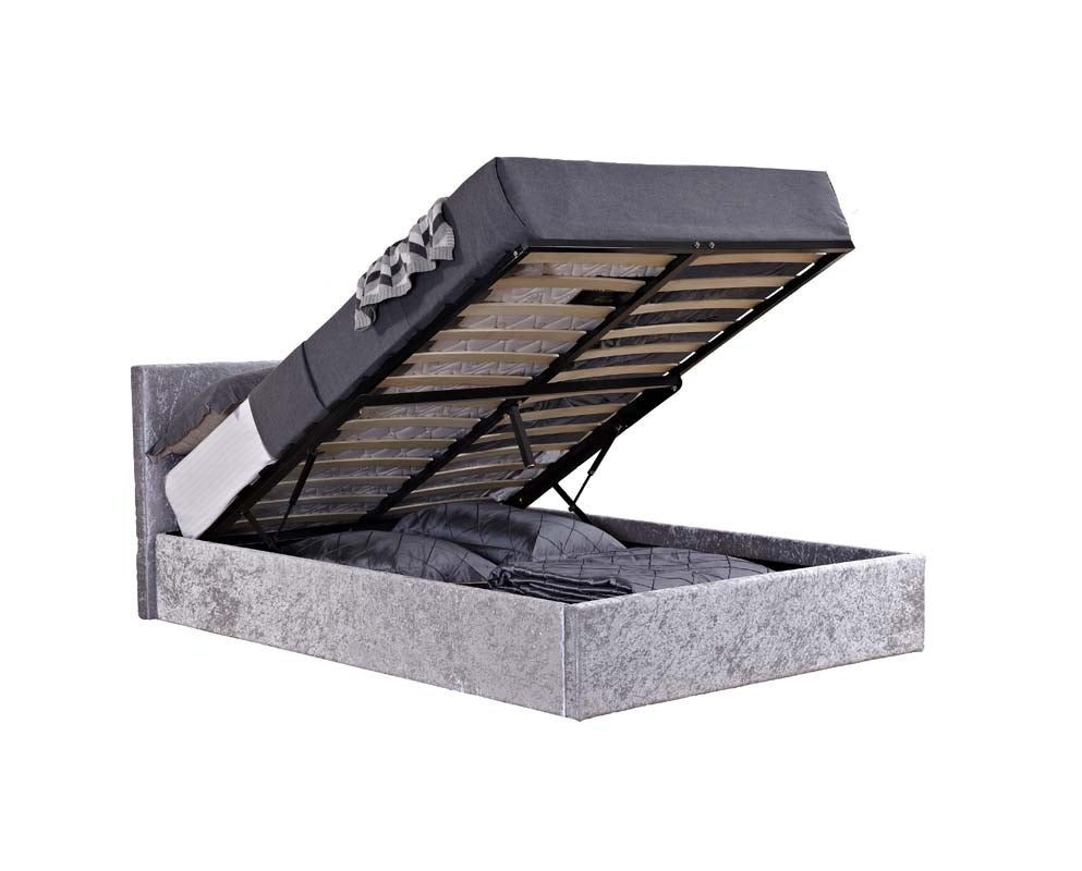 Berlin Parade Silver Crushed Velvet Three Quarter Ottoman Storage Bed Frame