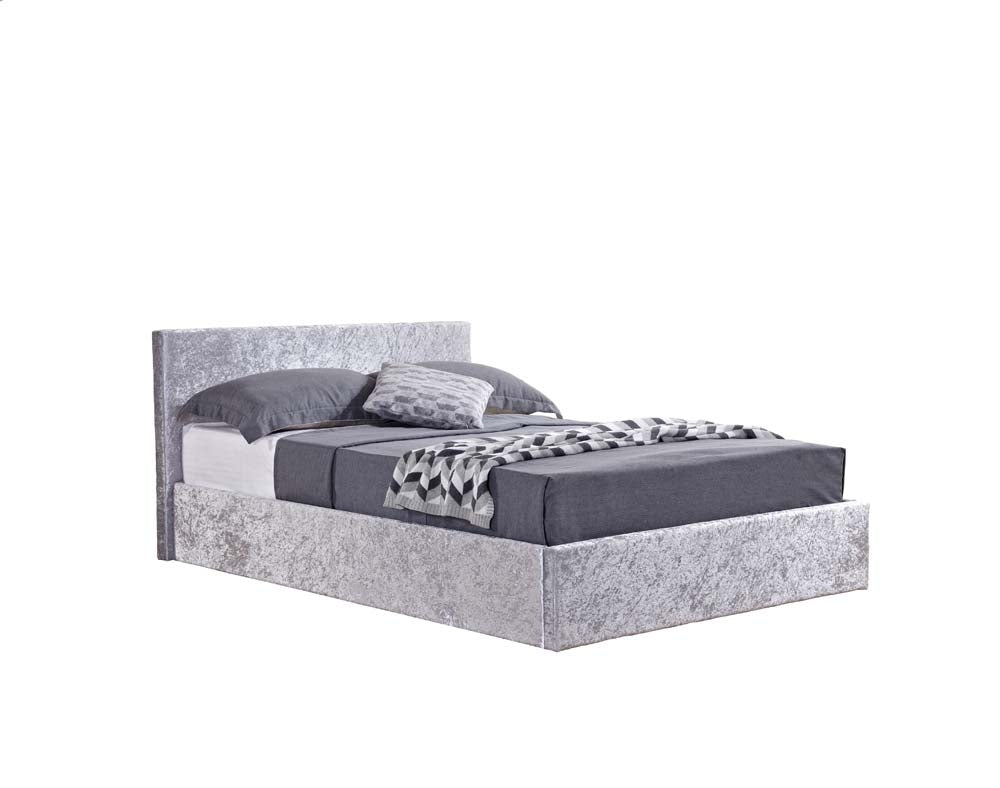 Berlin Parade Silver Crushed Velvet Three Quarter Ottoman Storage Bed Frame