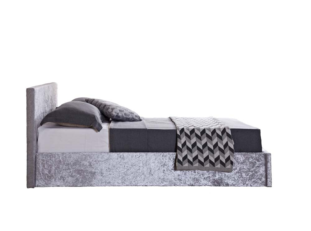 Berlin Parade Silver Crushed Velvet Three Quarter Ottoman Storage Bed Frame