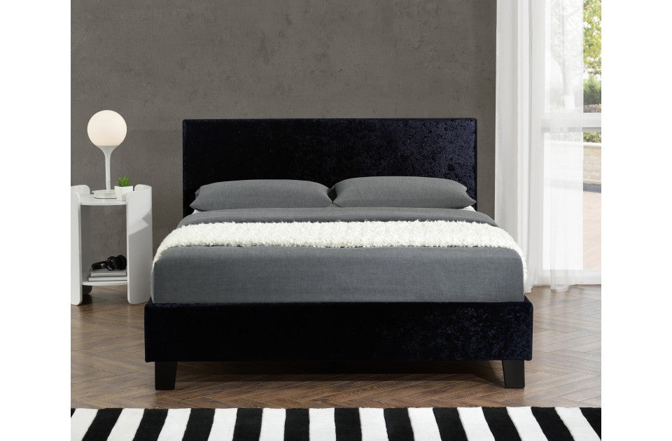 Berlin Parade Black Crushed Velvet King Size Bed Frame
