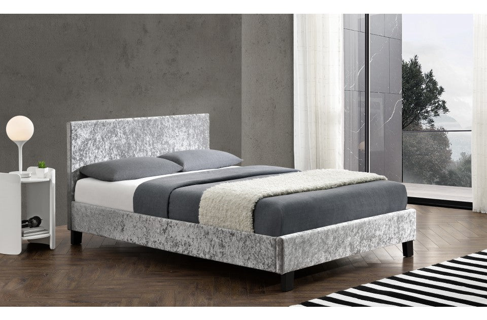 Berlin Parade Steel Crushed Velvet King Size Bed Frame