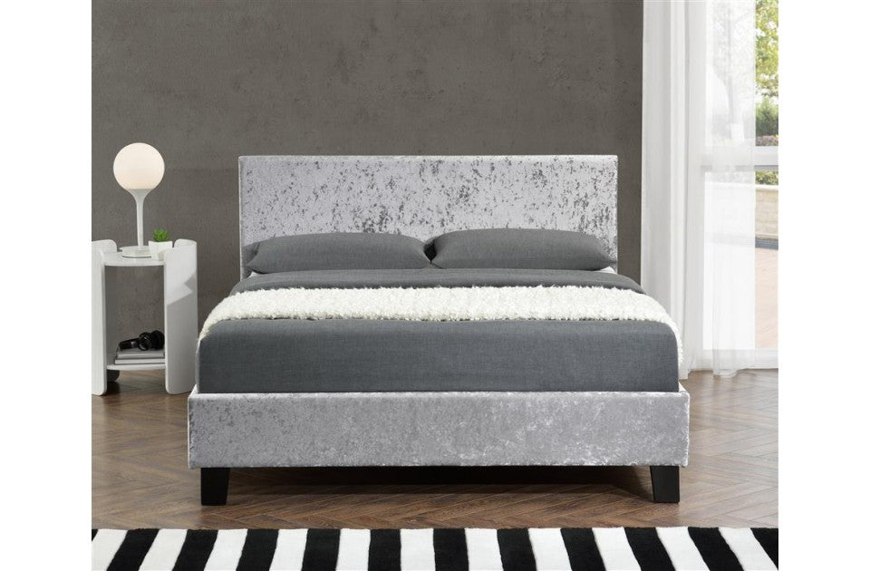 Berlin Parade Steel Crushed Velvet King Size Bed Frame