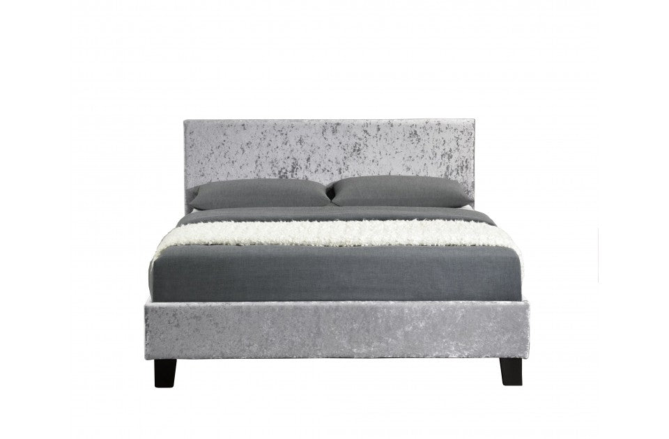Berlin Parade Steel Crushed Velvet King Size Bed Frame