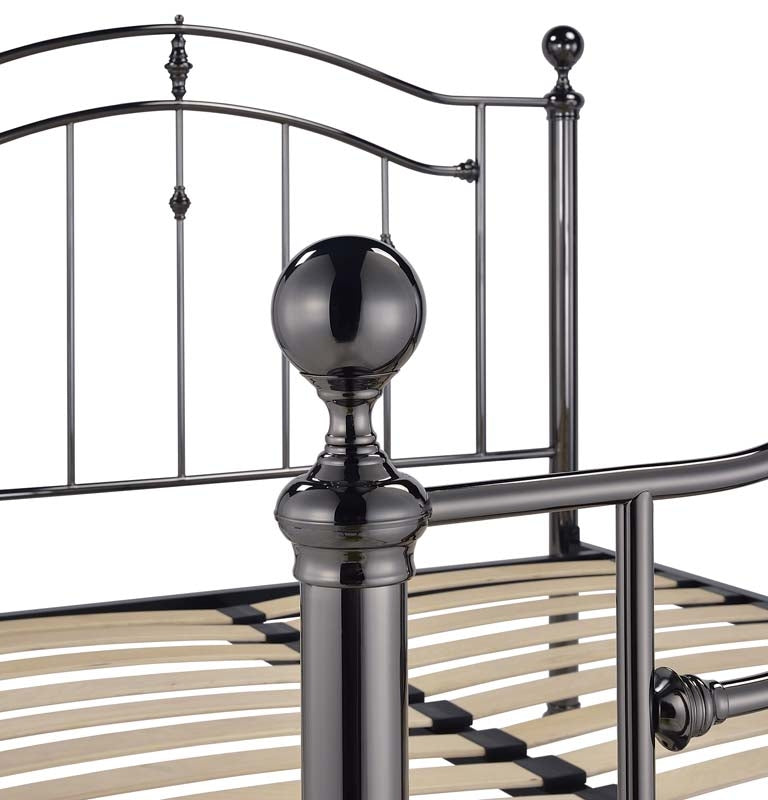 Callipso Black Chrome Dual Finial Double Bed Frame