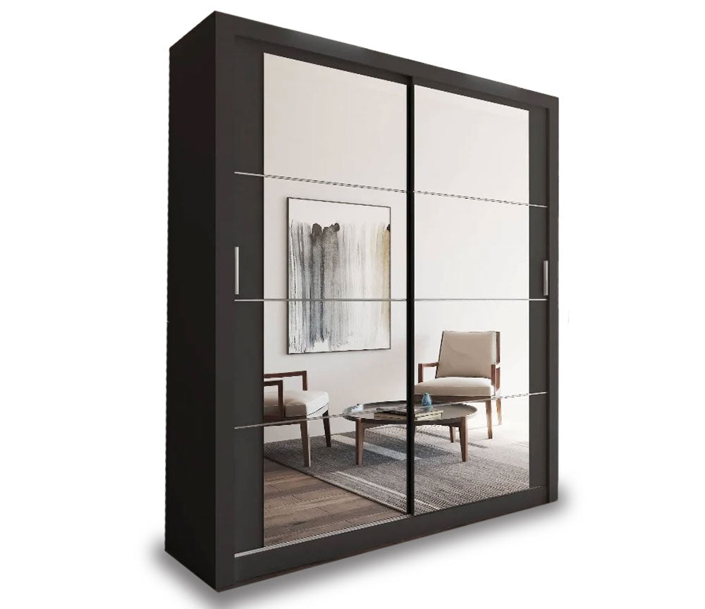 Birmingham Matt Black Sliding Door Wardrobe 181cm