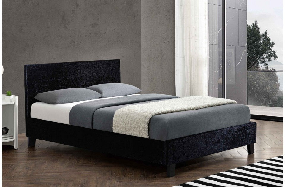 Berlin Parade Black Crushed Velvet King Size Bed Frame