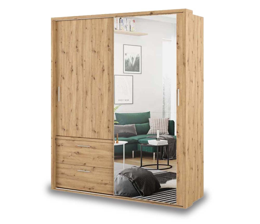 Brighton Oak Sliding Door Wardrobe 180cm