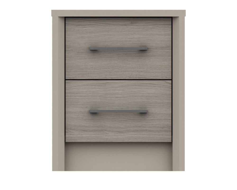 Burton Grey Oak 2 Drawer Bedside