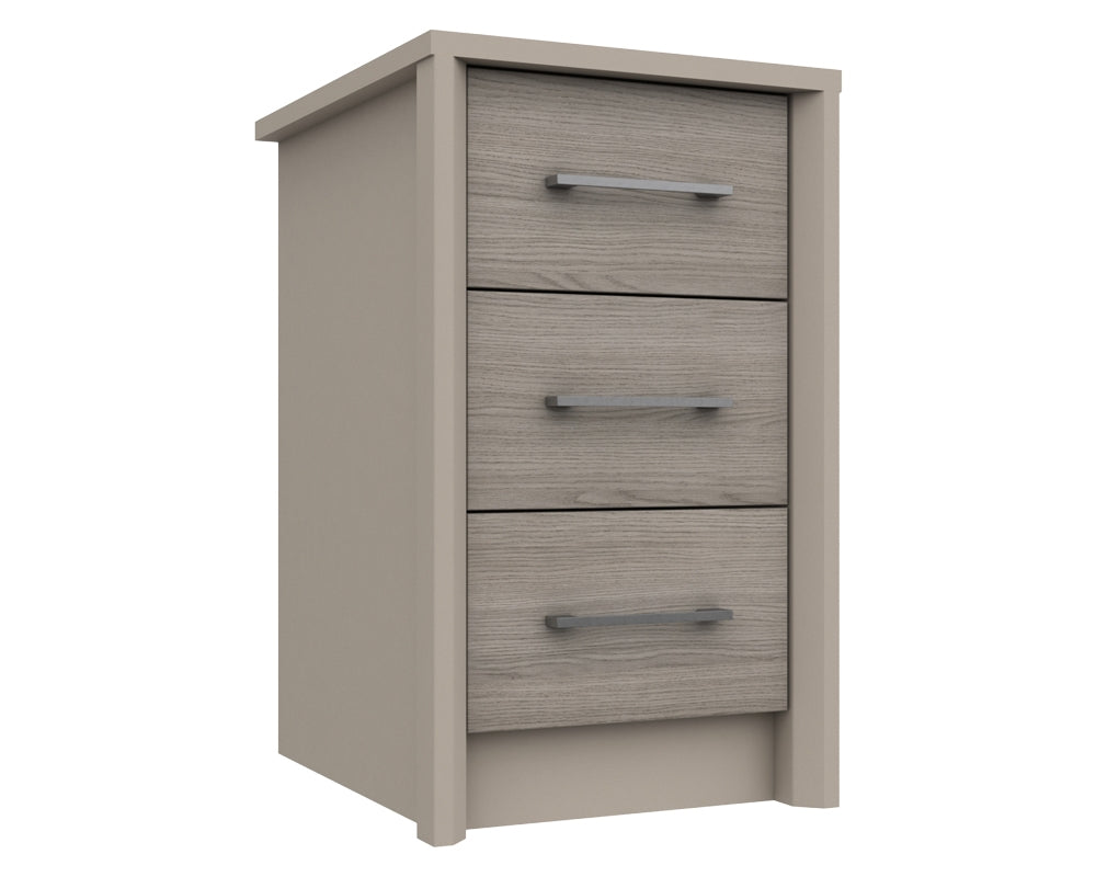 Burton Grey Oak 3 Drawer Bedside
