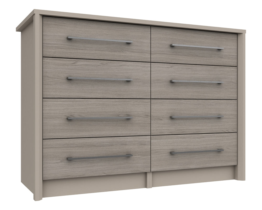Burton Grey Oak 4 Drawer Double Chest