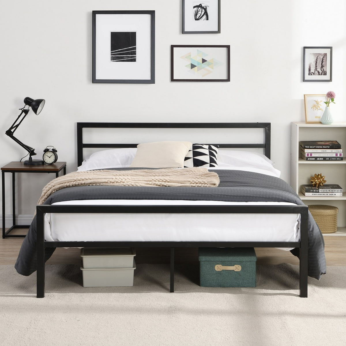 Cairo Black Metal Double Bed Frame front view