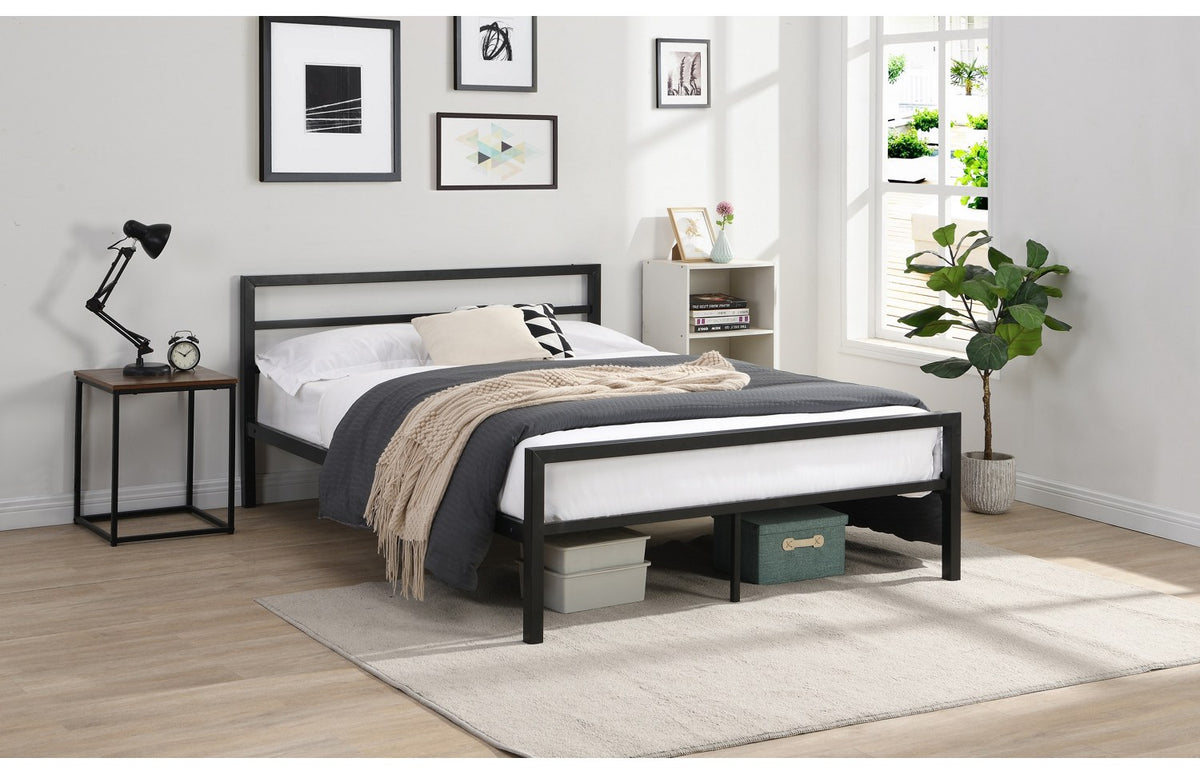 Cairo Black Metal Double Bed Frame