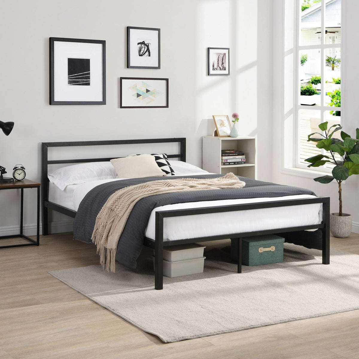 Cairo Black Metal Double Bed Frame