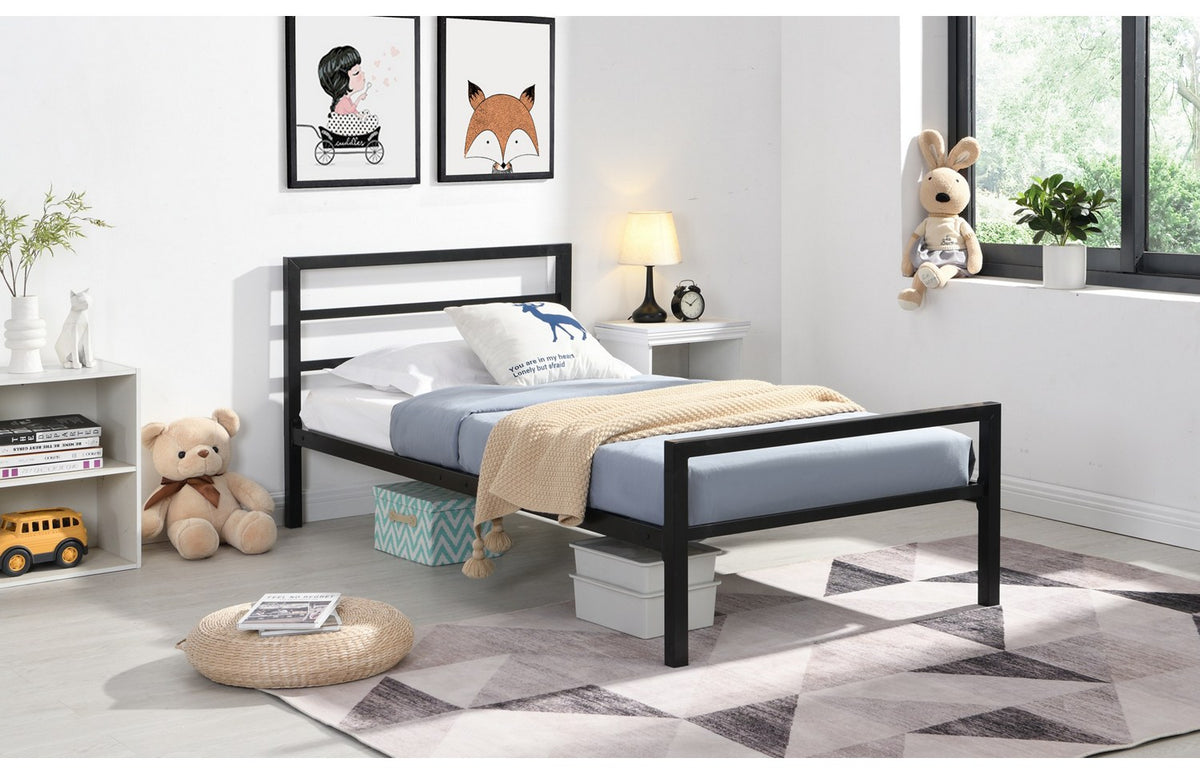 Cairo Black Metal Single Bed Frame