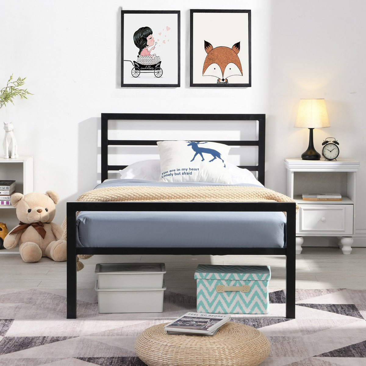 Cairo Black Metal Single Bed Frame front view