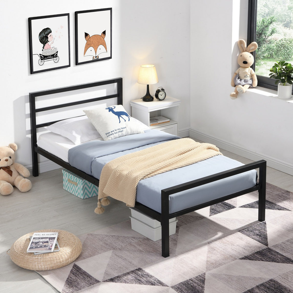 Cairo Black Metal Single Bed Frame