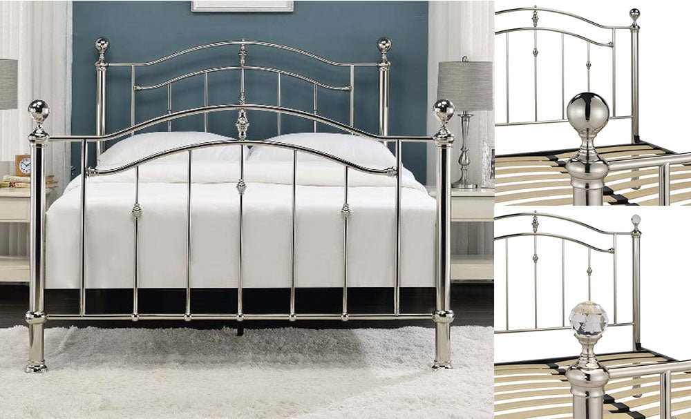 Callipso Chrome Dual Finial King Size Bed Frame
