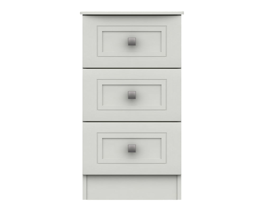Cambridge White 3 Drawer Bedside