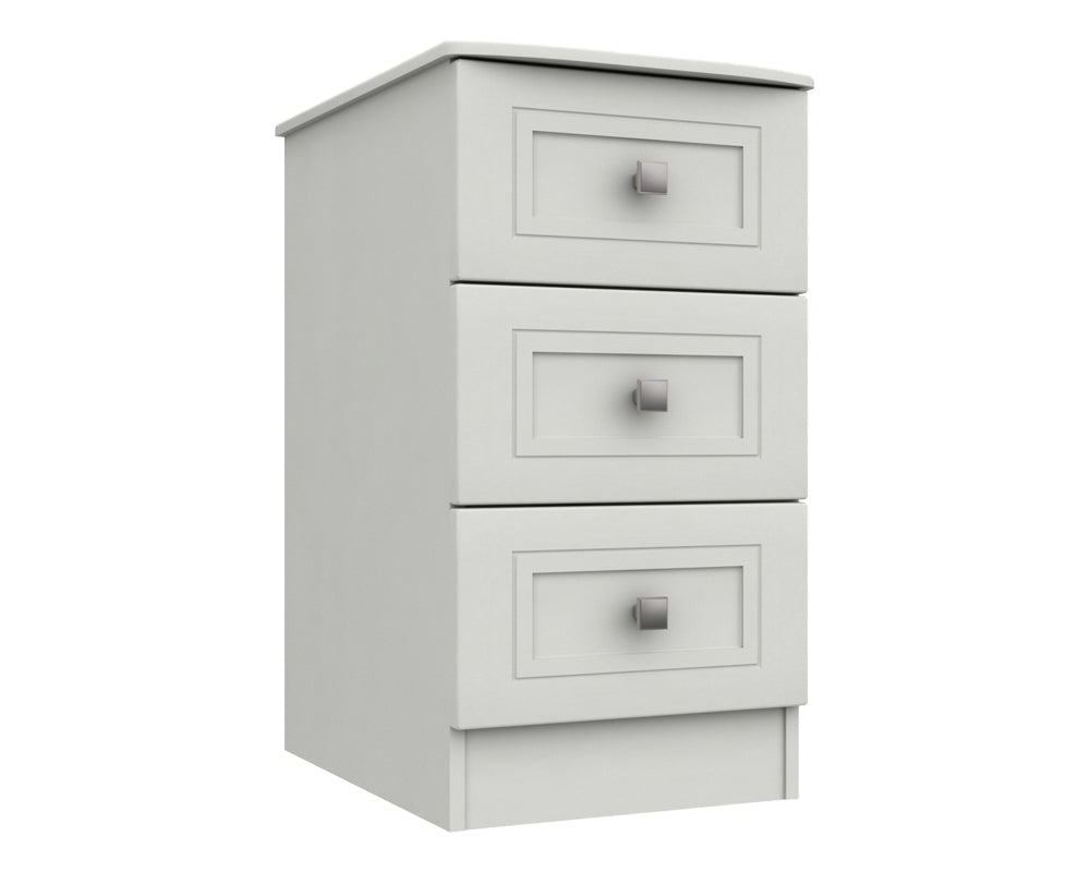 Cambridge White 3 Drawer Bedside