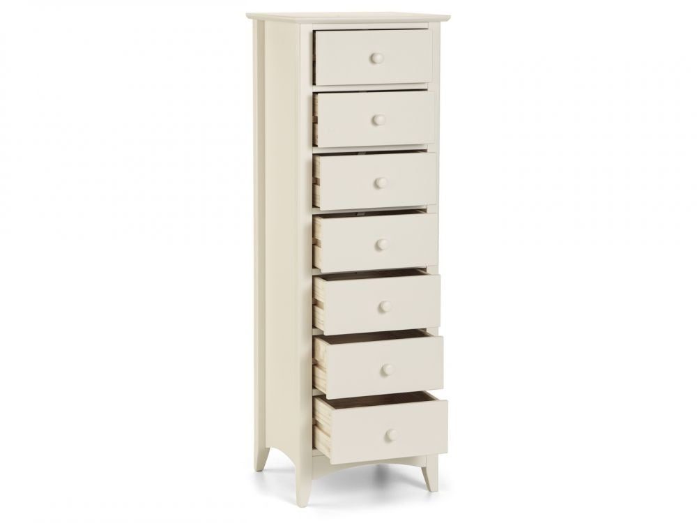 Cambell Stone White 7 Drawer Narrow Chest
