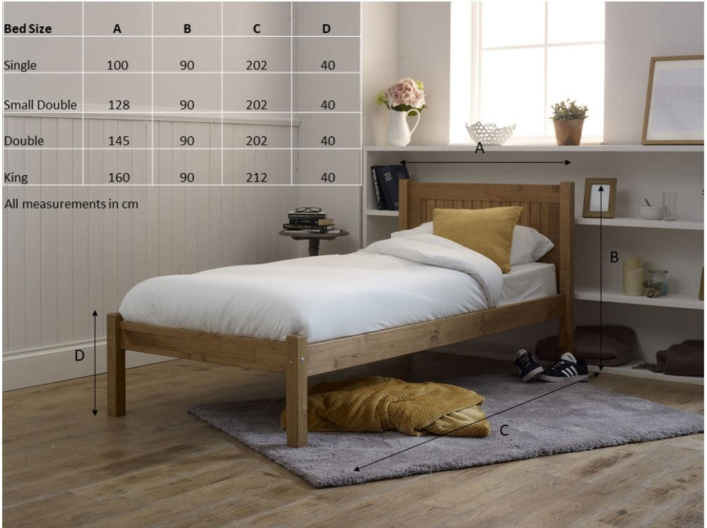 Capri Rustic Pine Three Quarter Bed Frame