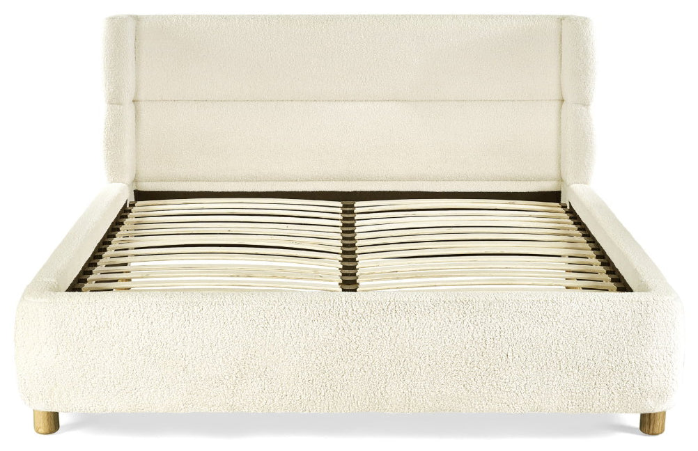Casa Cream Boucle King Size Bed Frame with bedding