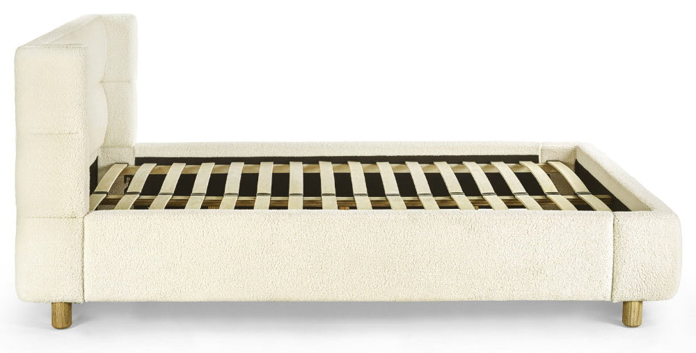 Casa Cream Boucle King Size Bed Frame side view