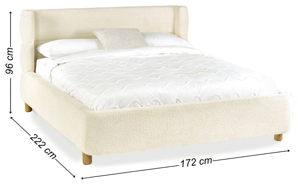 Casa Cream Boucle King Size Bed Frame dimensions
