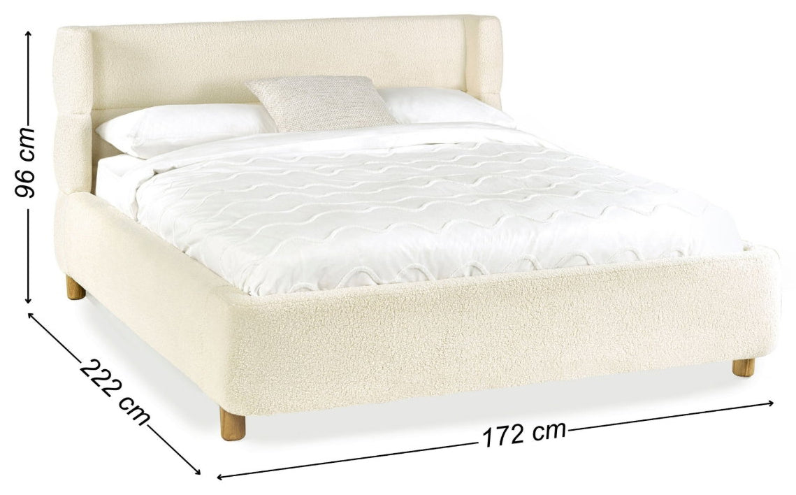 Casa Cream Boucle King Size Bed Frame dimensions
