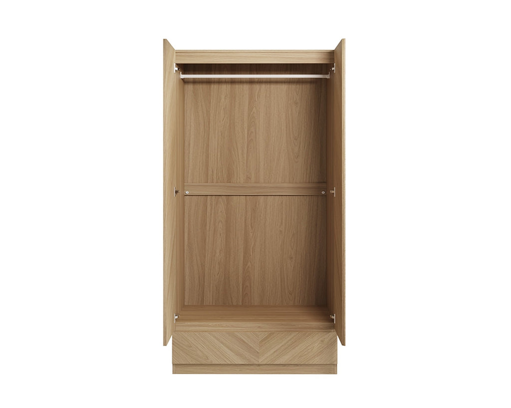 Catalan Oak 2 Door 1 Drawer Wardrobe