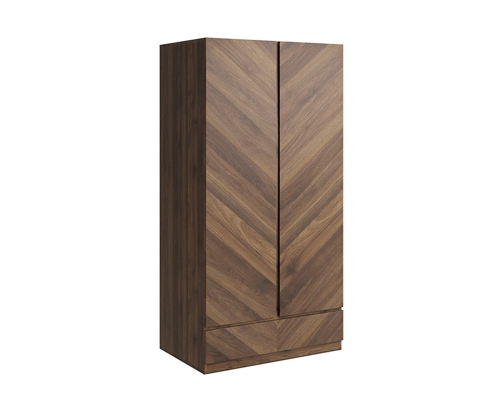 Catalan Walnut 2 Door 1 Drawer Wardrobe