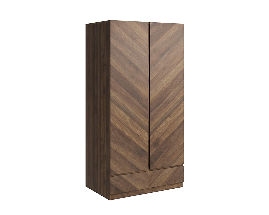 Catalan Walnut 2 Door 1 Drawer Wardrobe
