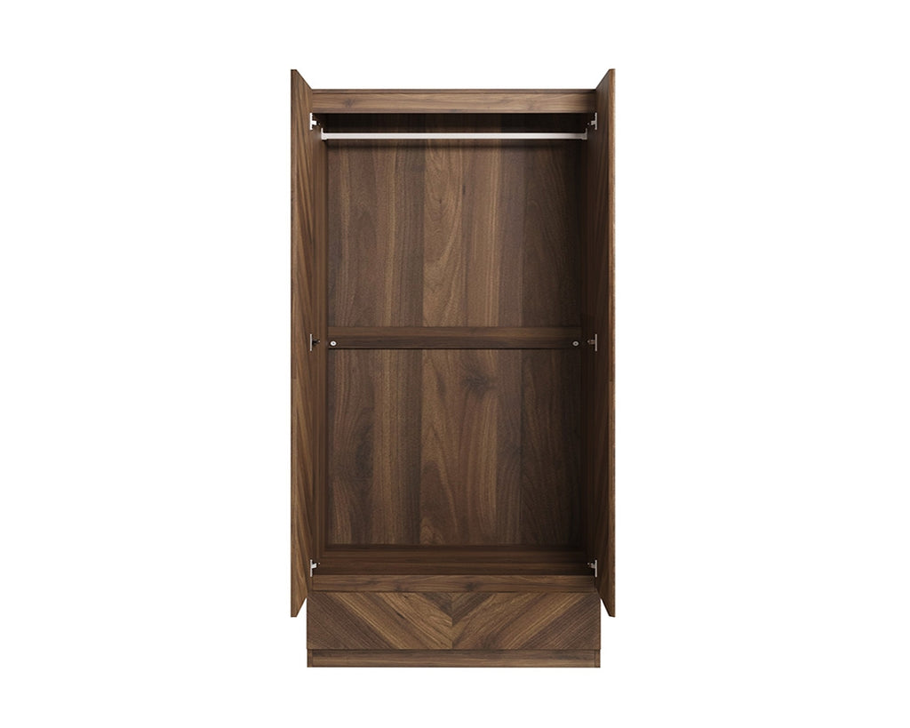 Catalan Walnut 2 Door 1 Drawer Wardrobe