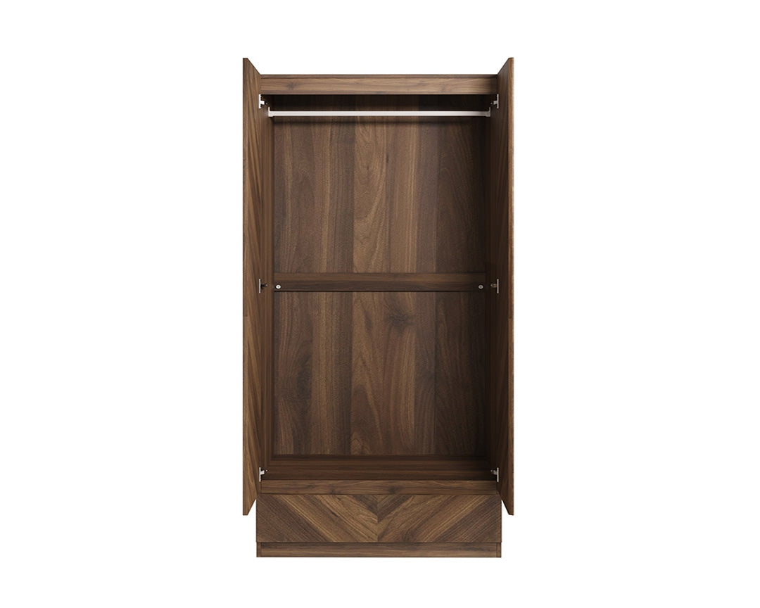 Catalan Walnut 2 Door 1 Drawer Wardrobe