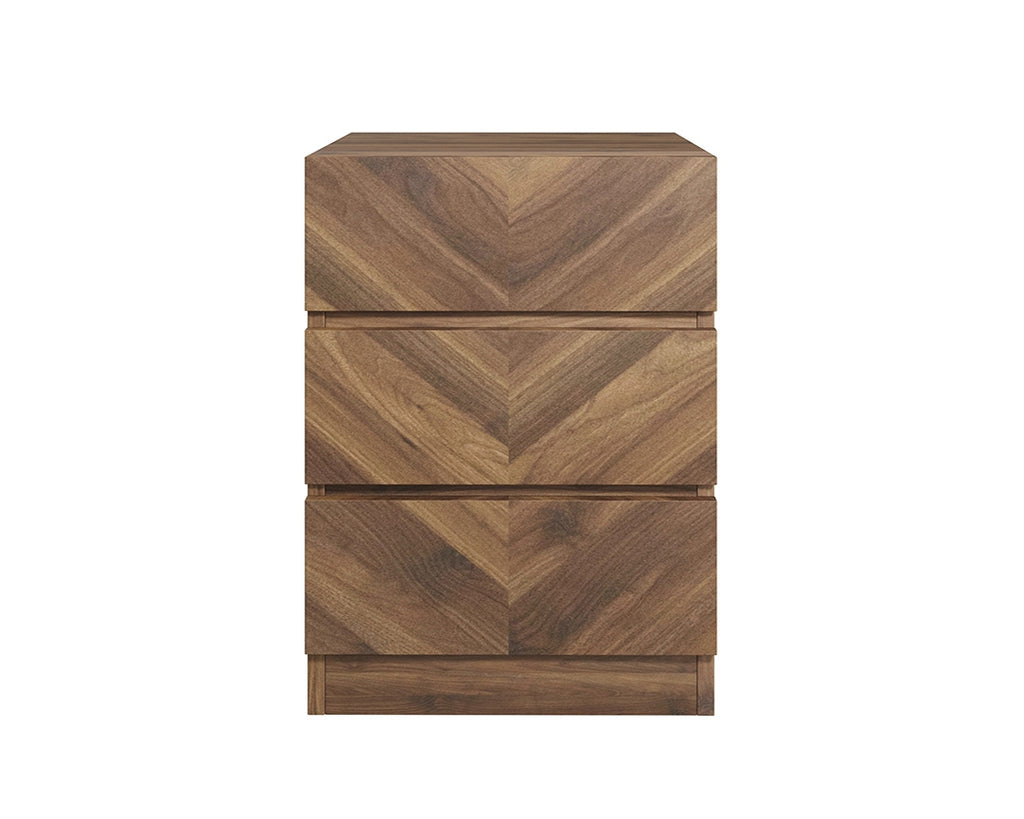 Catalan Walnut 3 Drawer Bedside