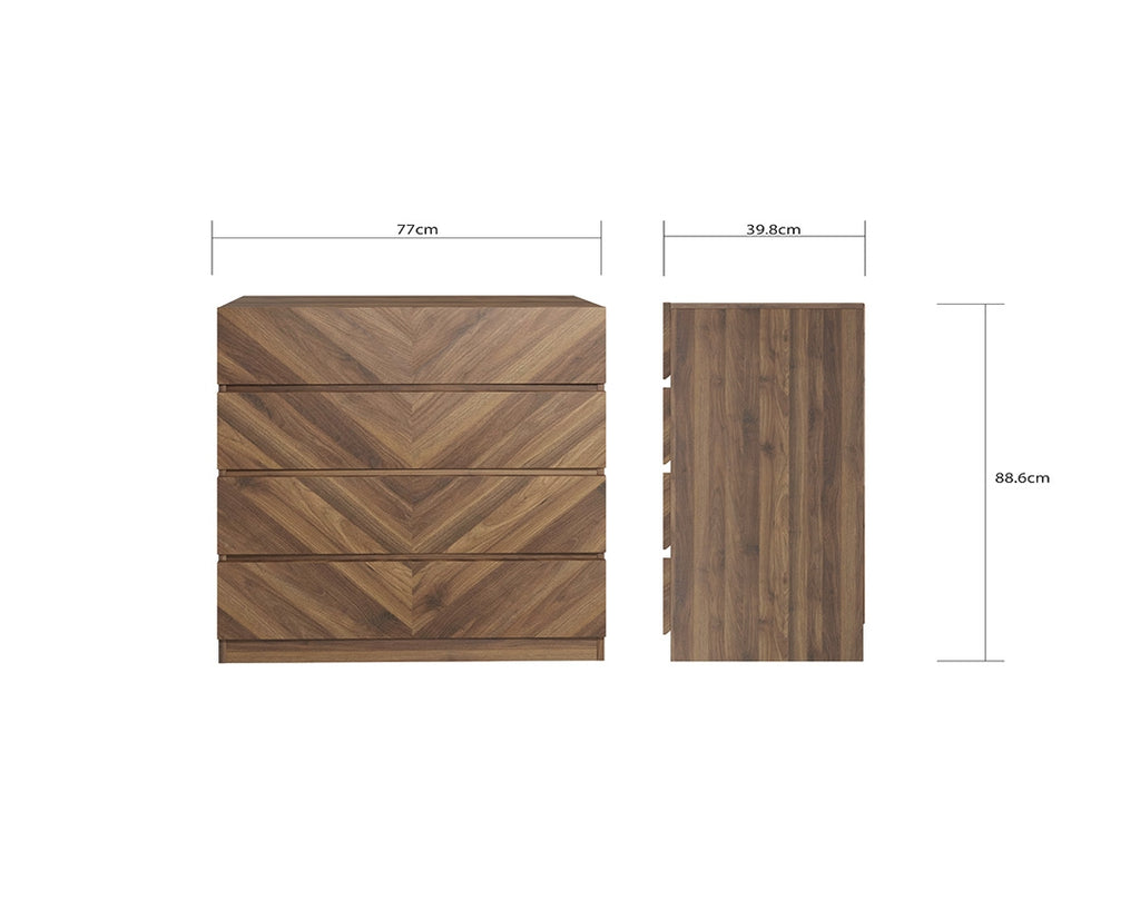 Catalan Walnut 4 Drawer Chest